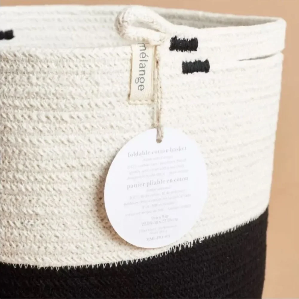 Mia Melange Foldable Cotton Basket Storage NWT